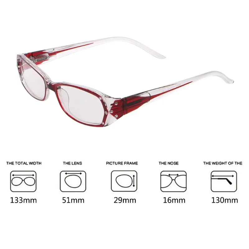 

Fashion New Reading Glasses Women Lady Inlaid Rhinestone Glasses Protector for Reader Diopter +1.0 +1.5 +2.0 +2.5 +3.0 +3.5 +4.0