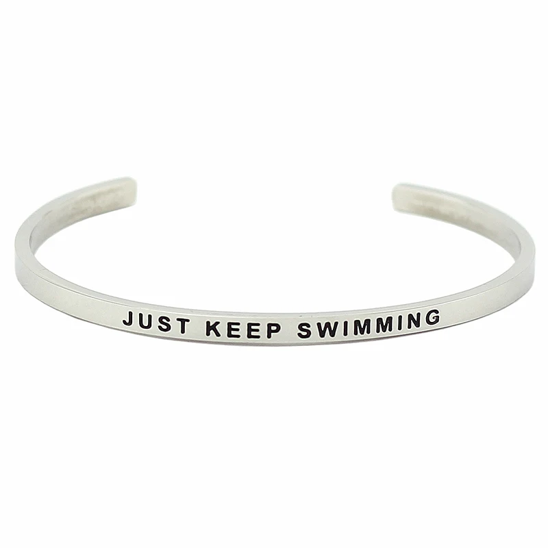 Серебряный Браслет манжета из нержавеющей стали 316L браслет с гравировкой