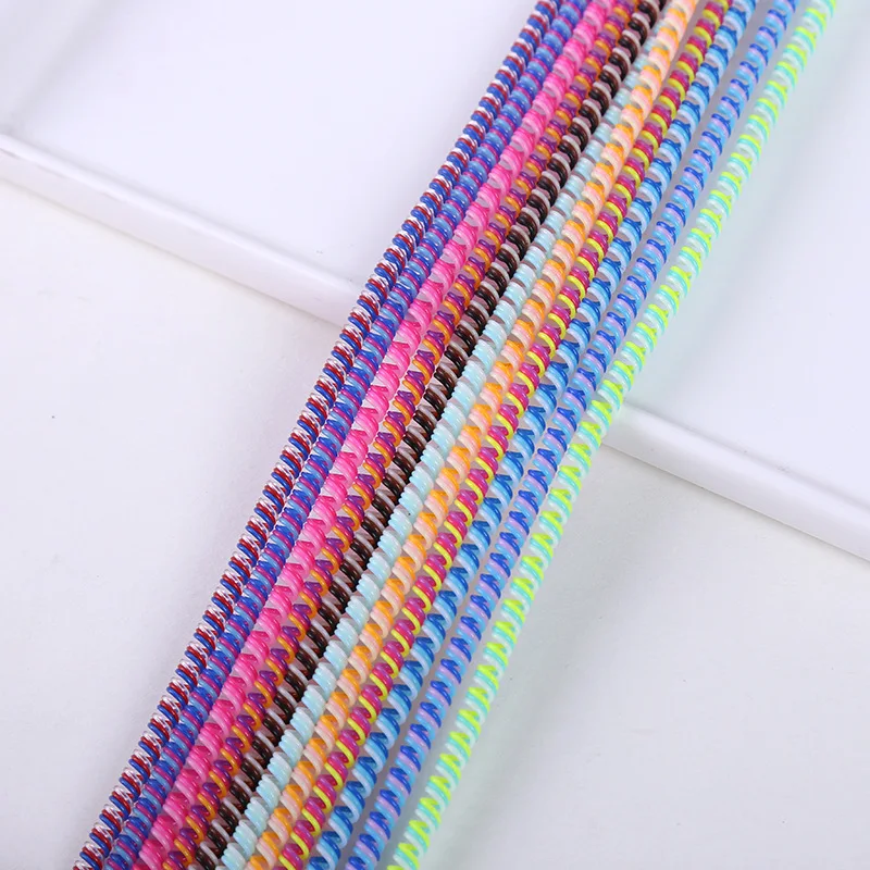 

3 in 1 Length 1.4M 10PCS Solid Color TPU spiral USB Charging cable cord protector wrap cable winder for iphone 5 5s 6 6s 7