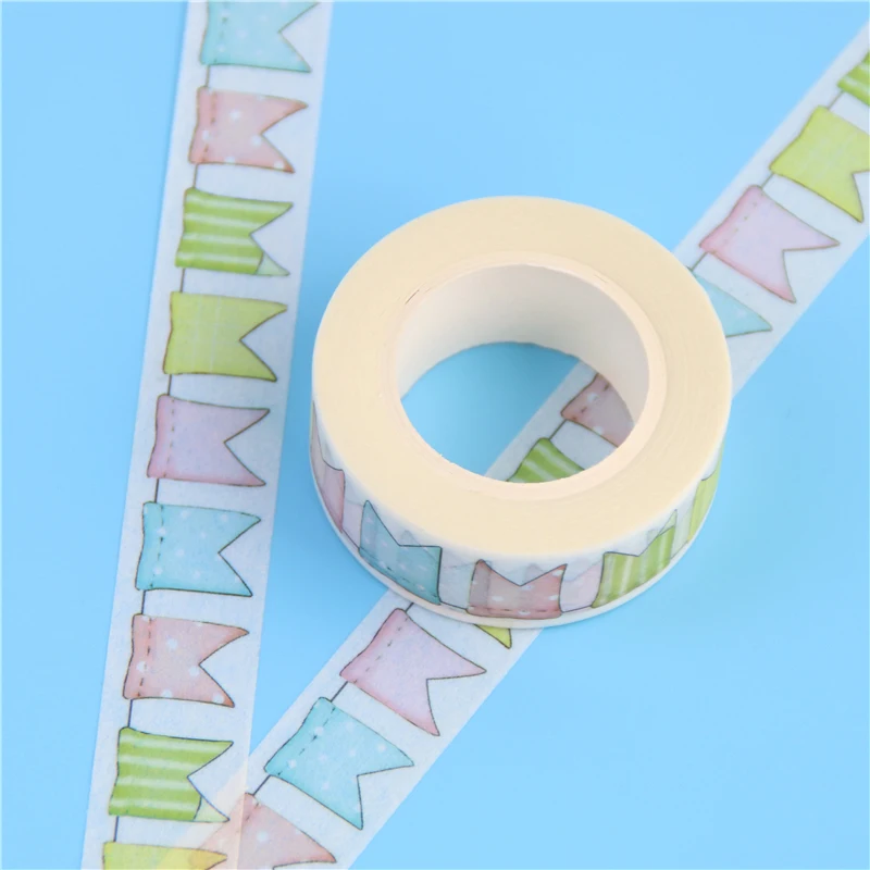 1 шт. упак. 15 мм * 10 м японская декоративная клейкая лента Washi с флагами для