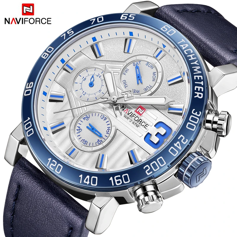 Лучший бренд класса люкс NAVIFORCE часы мужские модные кожаные кварцевые с 6