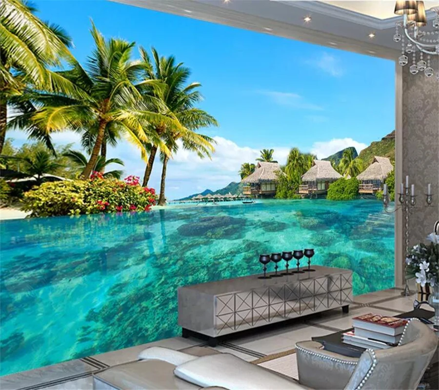 3D фотообои beibehang на заказ Мальдивы море пляж природный пейзаж фотография