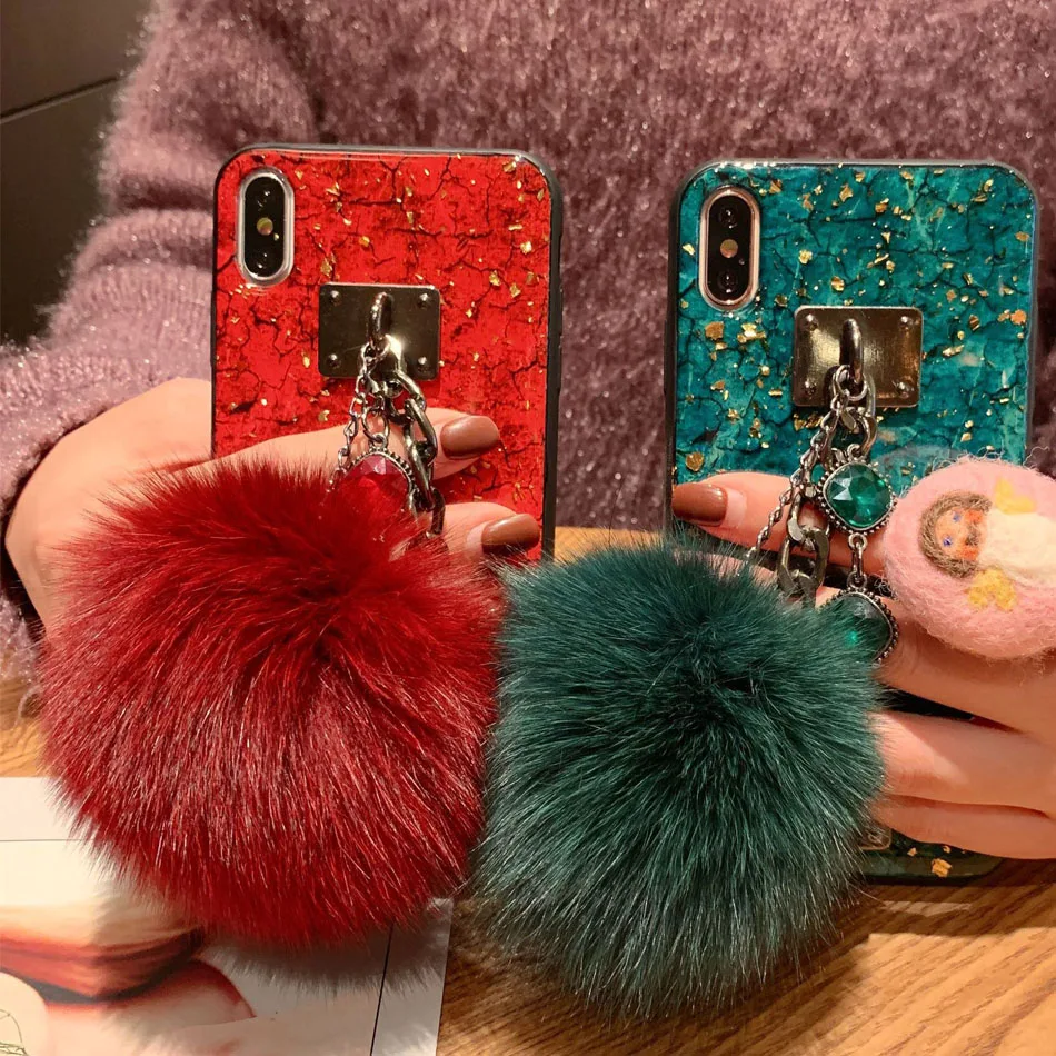 Чехлы для телефонов iPhone 12 Mini 11 Pro Max XR XS X 8 7 6 6S Plus SE 2020 чехол с блестящим лисьим мехом