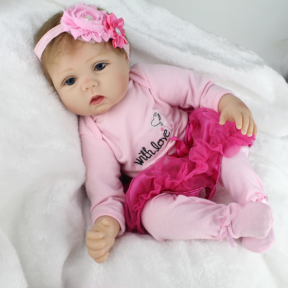 NPKDOLL 55 см кукла для девочки мягкая силиконовая новорожденных с соской роскошные