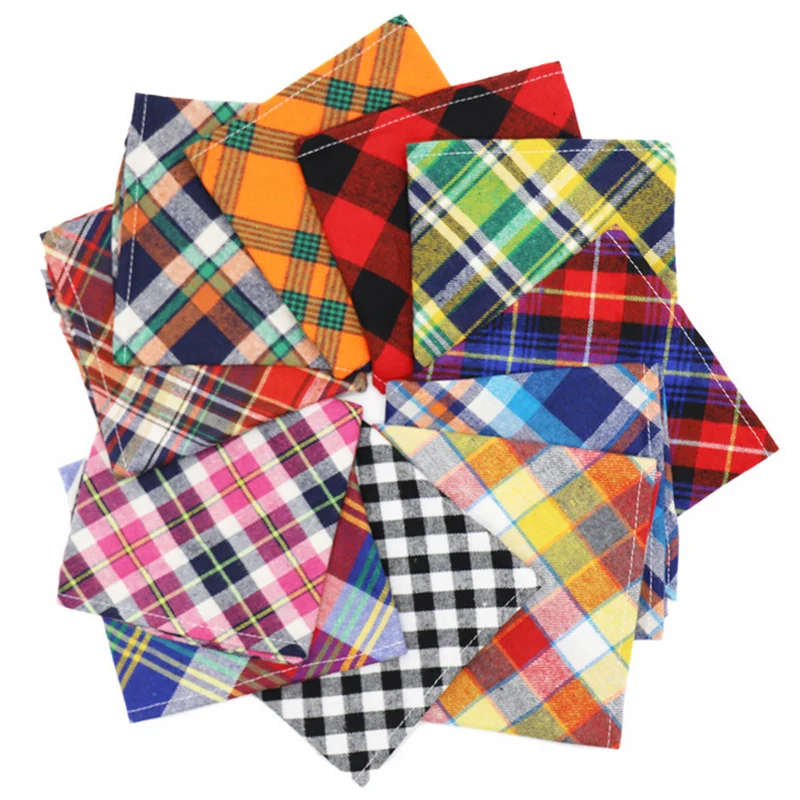 Кошка Собака Бандана нагрудники плед шарф воротник регулируемый животное шейный