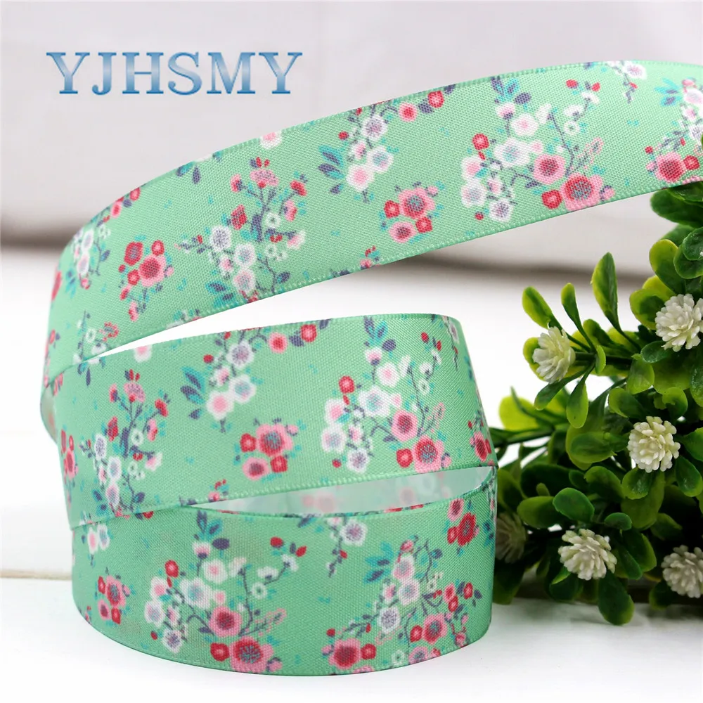YJHSMY D 17306 1114 10 ярдов 25 мм цветочный принт grosgrain ленты Свадебные аксессуары