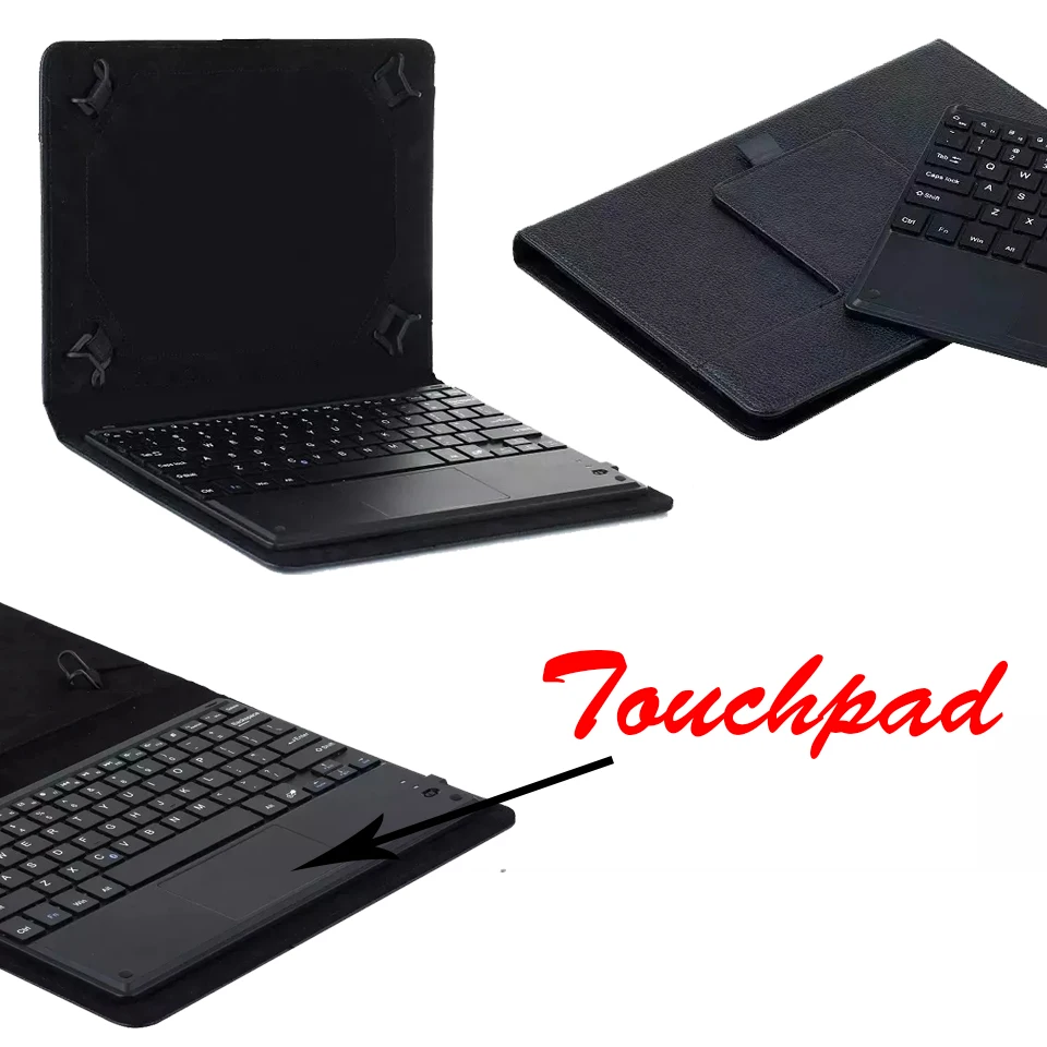 Универсальный раскладной Bluetooth клавиатура с тачпадом и ПУ кожаный чехол для Samsung