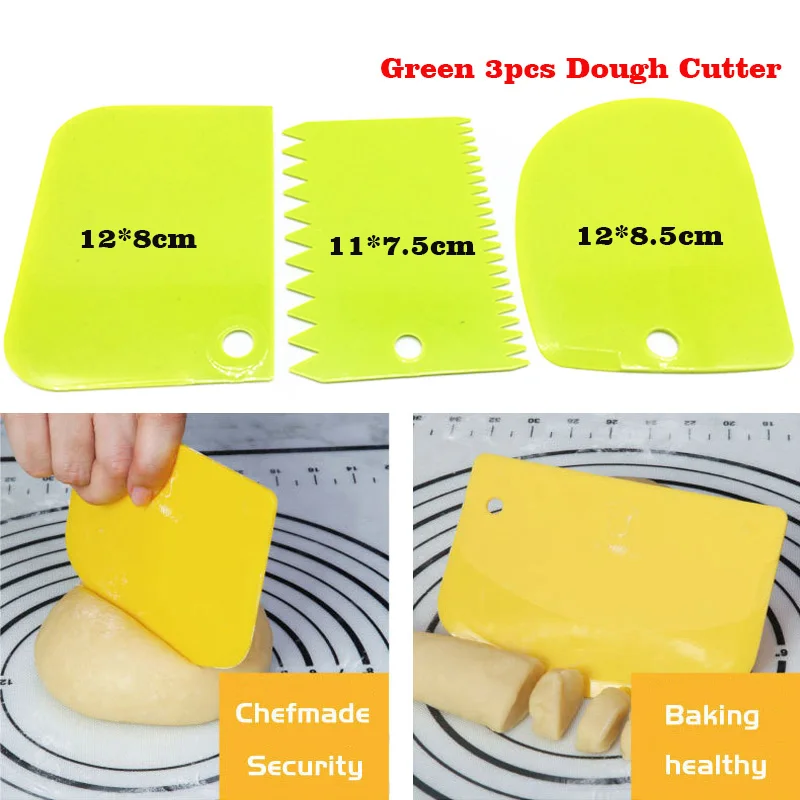 3pcs green cutter 26 дизайнов силиконовый коврик для выпечки антипригарный коврик для раскатки теста высокое качество кондитерский коврик инструменты для замеса теста кухонные аксессуары - Цвет: 3pcs green cutter