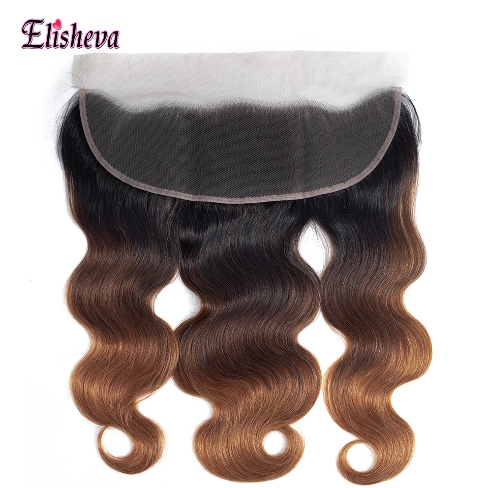 

Elisheva Body Wave Ombre 1B/4/30 Bundles With Frontal Brazilian NonRemy Human Hair Bundles with 13x4 Frontal Closure Extensions