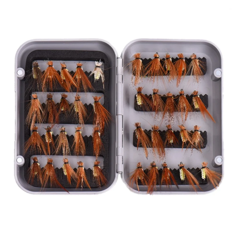 Plastic Box bionic fly hooks vivid image on fish attraction strong 4 colors optional Carbon steel outdoor fishing bait | Спорт и