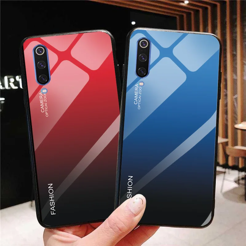 Чехол из закаленного стекла с градиентом для Xiaomi Mi 8 Lite 9 9T se K20 Pro Redmi 5A 6 A 7 7A Go чехол