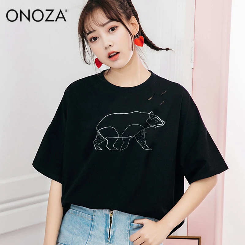 ONOZA Kawaii футболка Летняя Для женщин топы 2018 Новый Повседневное свободные дамы