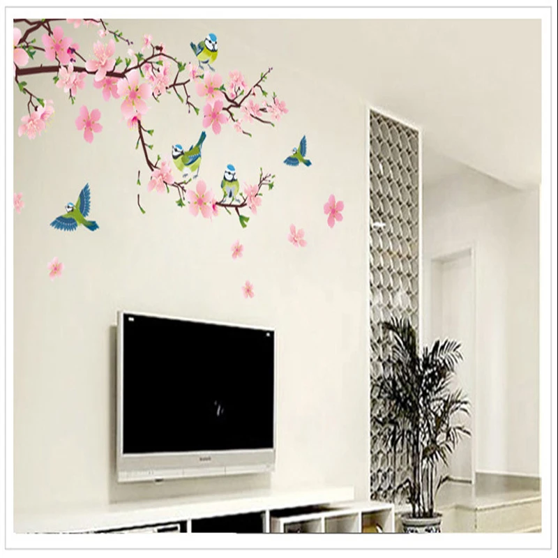 Романтический Peach Blossom и Ласточка ПВХ Съемный номер этикета Книги по искусству DIY