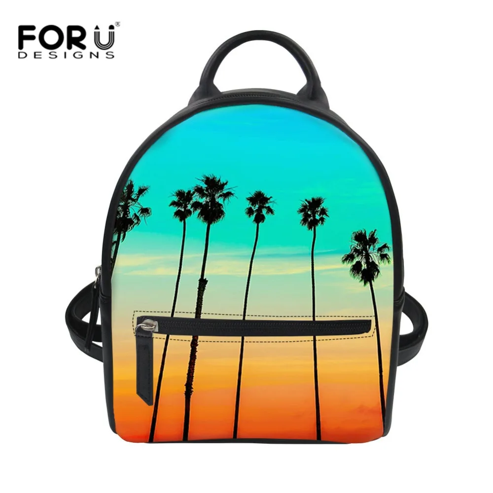 FORUDESIGNS/тропические пальмы для женщин маленький рюкзак из искусственной кожи