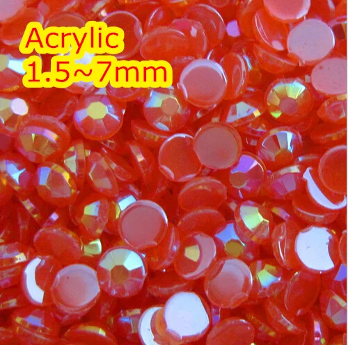 

Jelly Siam AB Color 1.5~7mm All size Choice Flat Back Round Acrylic rhinestone,Acrylic 3D Nail Art / Garment Rhinestone
