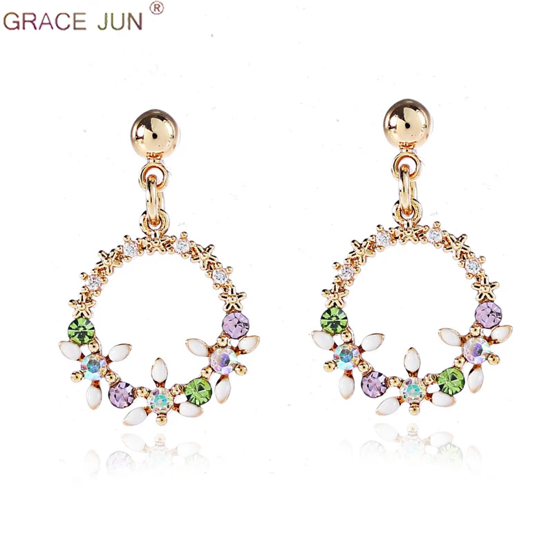 Элегантные корейские маленькие круглые серьги клипсы GRACE JUN с кубическим