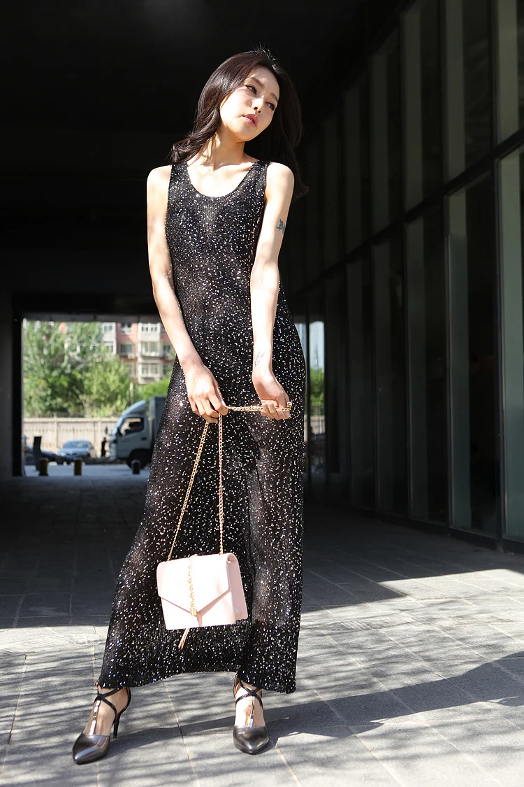 Трикотажное платье с блестками Cakucool блестящий золотой сарафан люрексом без