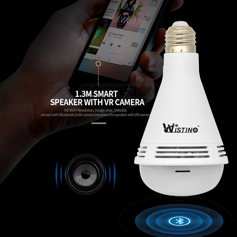 Беспроводная панорамная камера видеонаблюдения Wistino 960P с поддержкой Wi-Fi 1 3 МП |