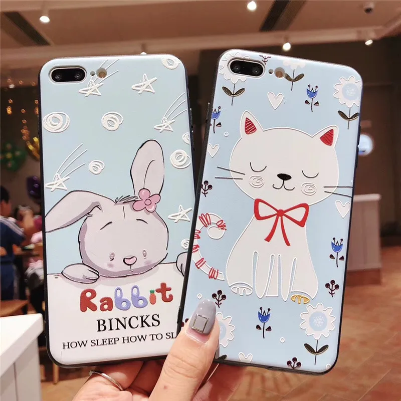 Закаленное фильм + чехол для iphone X/XS/XR/XSmax/6/6s/7/8 мультфильм кролик слон cat TPU PC 6/6s/7/8