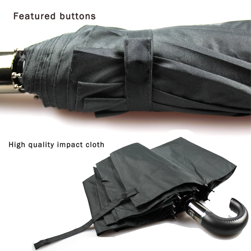 Кожа изогнутой ручкой Мужчины Автоматическая бизнес Зонт мужской ветрозащитный