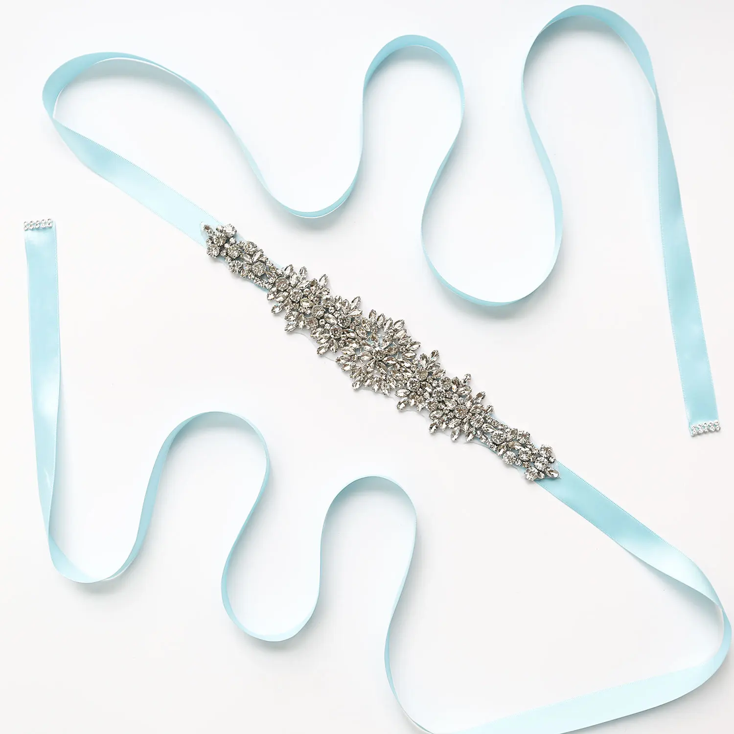 Light Blue Kyunovia вечернее платье пояс розовый белый цвета слоновой кости ремни Кристалл Стразы ленты серебряный свадебный пояс невесты Sash D15 - Цвет: Light Blue