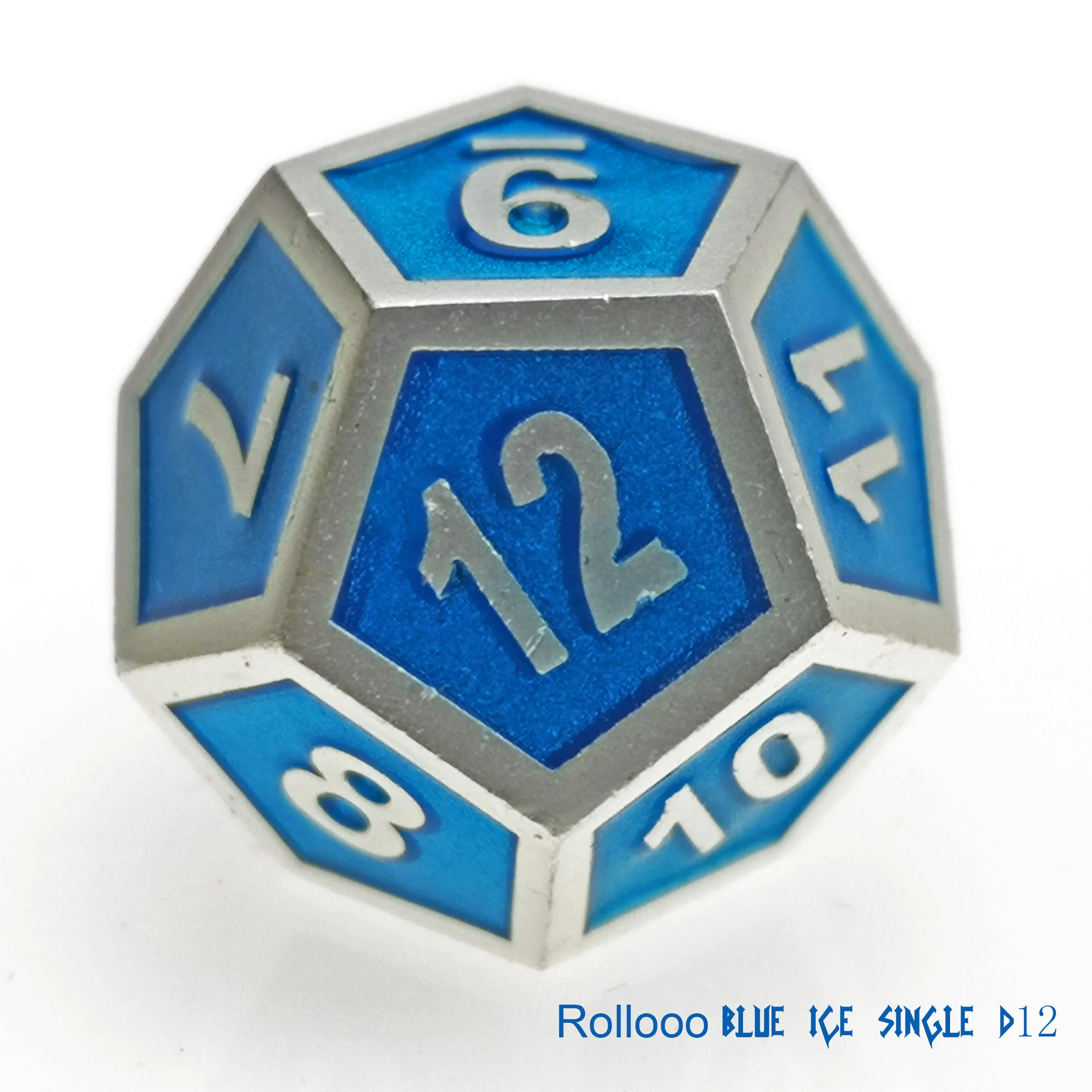 Rollooo одиночный синий льда металлические кости 12 сторонние D12 Стандартный