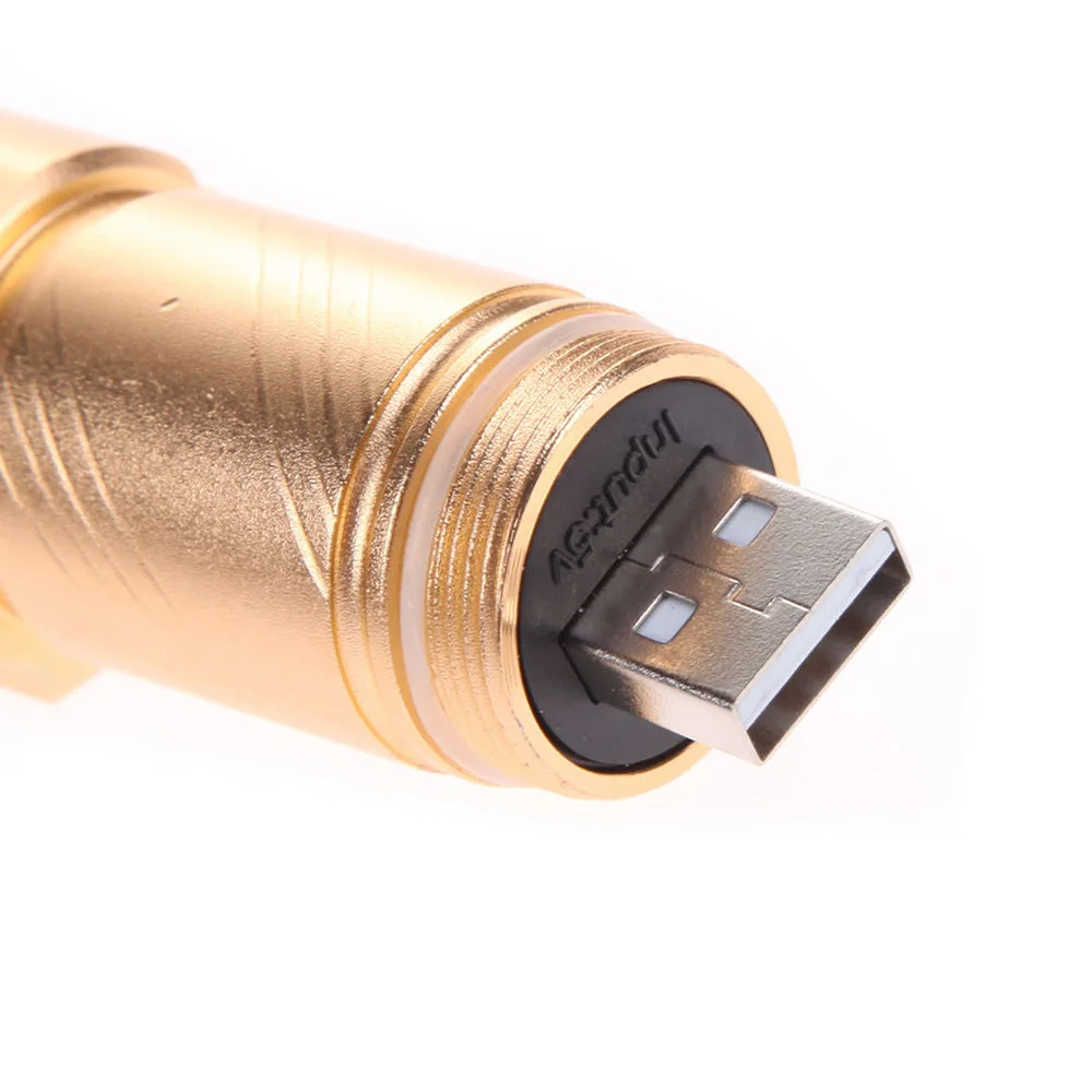 USB удобный мини светодиодный фонарик usb велосипедная фара Карманный, перезаряжаемый фонарик 3 режима Масштабируемая лампа для охоты черный/золотой