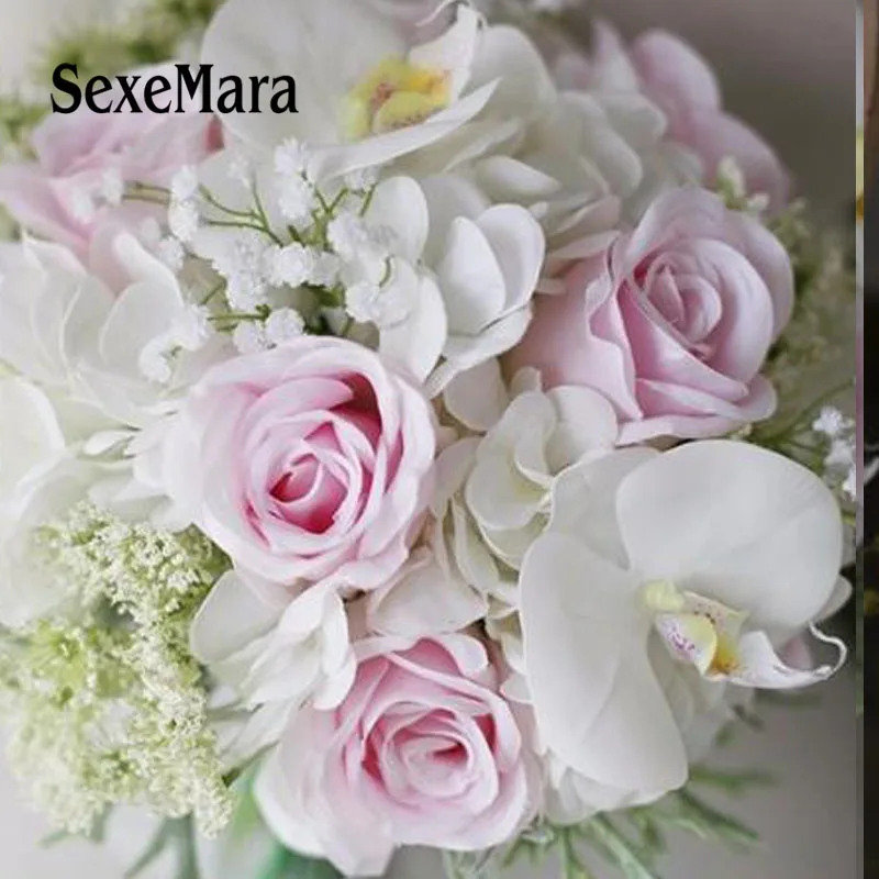 SexeMara Свадебный букет с красной розой имитация цимбидиума калья цветок для