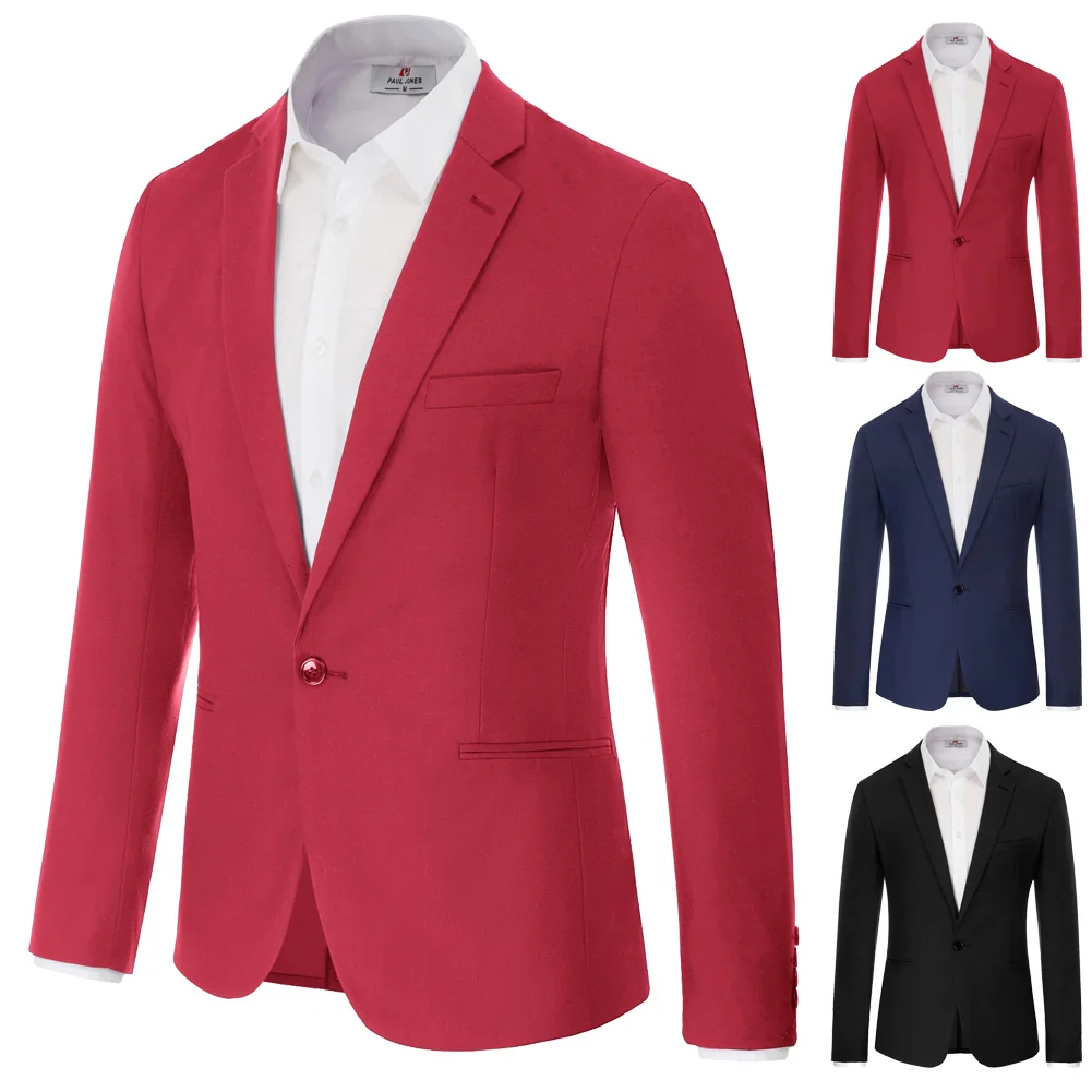 Men Coat Blazer Slim Fit One Button Work Jackets Casual Formal Evening party