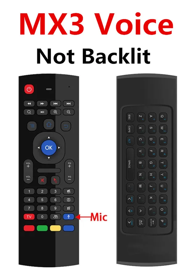 MX3 With Voice MX3 Air mouse 2,4G Беспроводная клавиатура голосовой пульт дистанционного управления с подсветкой ИК-обучения дополнительно для Android tv Box T9 H96 Max X96 mini - Цвет: MX3 With Voice