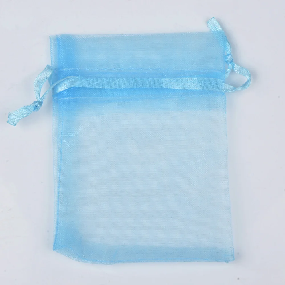 21 light blue 50 шт. 5x7 см Цветная декоративная упаковка с завязкой сумки и сумки маленькие сумки из органзы ювелирные изделия для подарка на помолвку выбор цвета - Цвет: 21 light blue