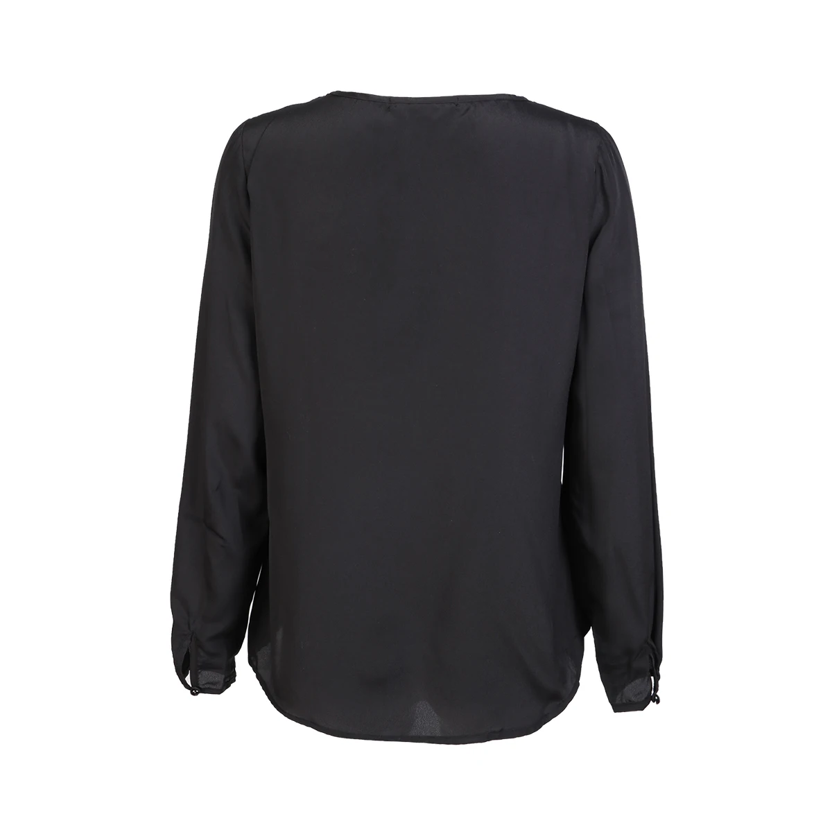 Lemon Hot 2018 Autumn Women Black Casual Design Chiffon Fashion Elegant Full Solid O-Neck Shirt For Lady |