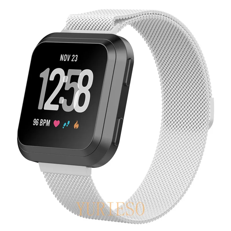 Серебристый Миланская петля для Fitbit VERSA ремешок для магнитного браслета сменный Браслет из нержавеющей стали ремешок для умных часов - Цвет: Серебристый