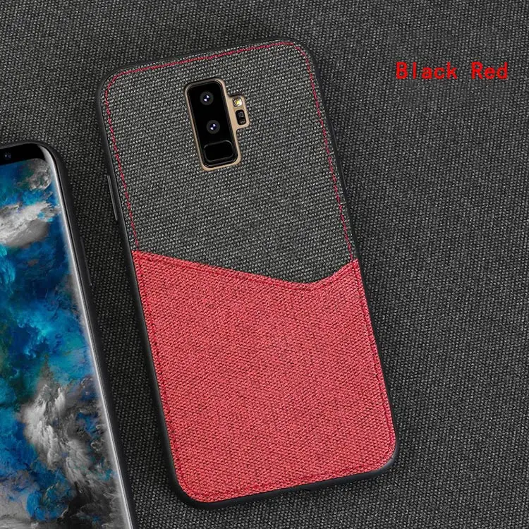 Для samsung Galaxy S9 S9plus S8 S8 Plus S7 S7 Edge Note 8 чехол для телефона с текстурой ткани Чехлы Защитные ударопрочные чехлы - Цвет: Black Red