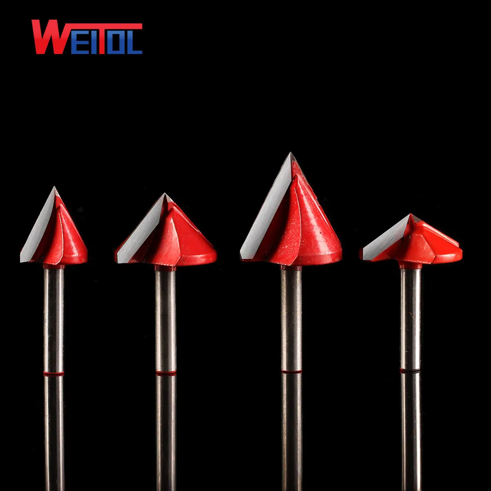 

Weito A CNC 60 90 120 150 Degree 3D V-Type Cutter 3D V Bits Engraving Tools For Engraving Machine 2 flutes woodworking tools