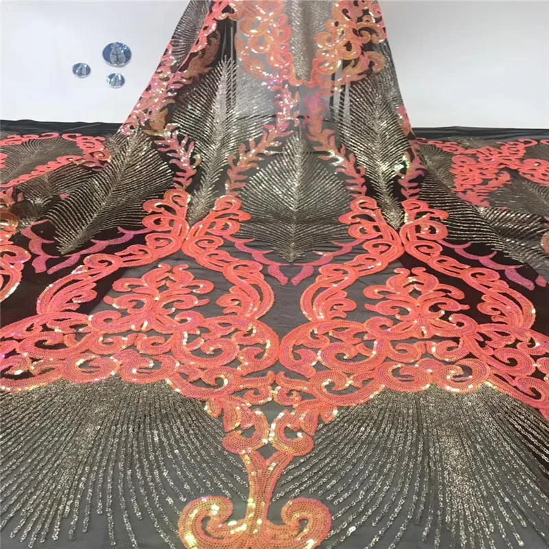 Новинка 2019 французское нигерийское Сетчатое кружево с блестками африканский