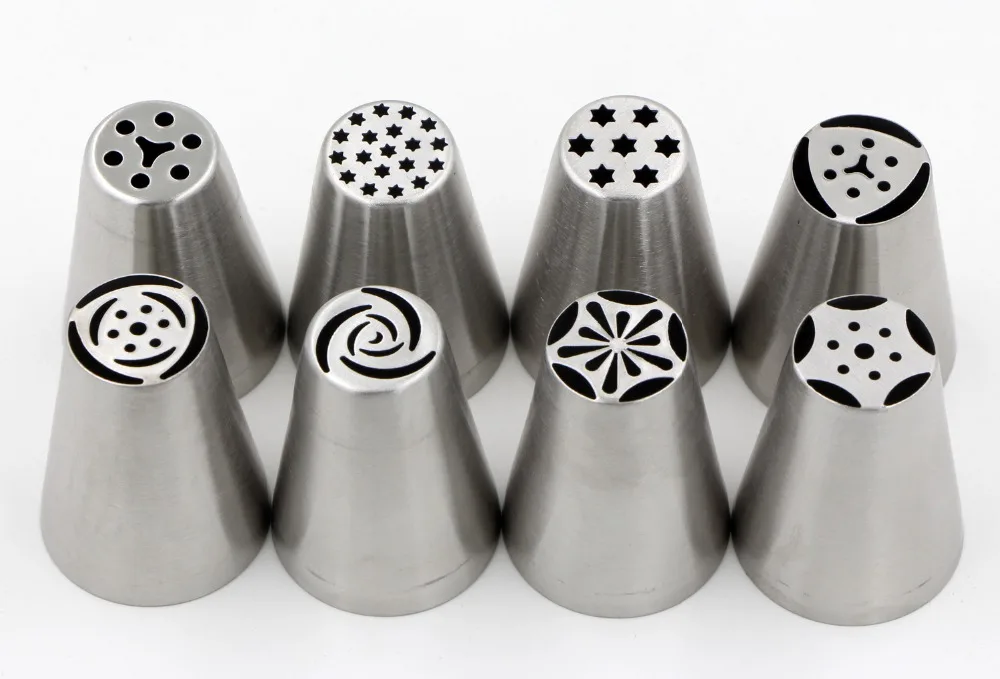 

8PcsLot Stainless Steel Pastry Nozzle Fondant Cake Decorating Tools Lcing Piping Pastry Tools For The Kitchen
