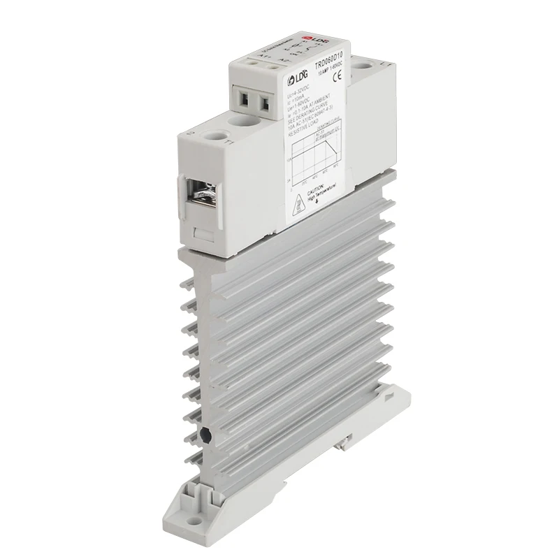 with heat sink TRD-060D10 Din рейку однофазный твердотельный релейный модуль DC 10A DC-DC радиатор - Габаритные размеры: with heat sink
