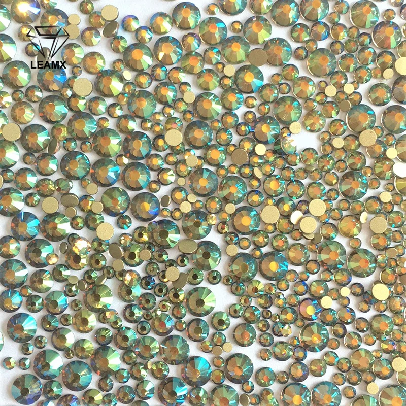 

LEAMX Crystal 3D Clear gold Rhinestones Nail Art Decorations Fingertip Shining Glass Stickers For Nails Salon Supplies 1440Pcs