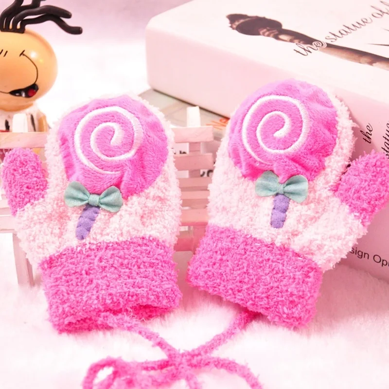 1Pair Hot Sale Cute Cartoon Thicken Warm Fleece Infant Baby Boys Girls Winter Gloves Newborn Mittens for 0-12 Month | Детская одежда и