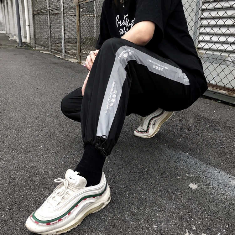 Новый Для мужчин женщин 3м Reflective с буквенным принтом штаны шаровары Штаны летняя