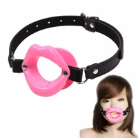 soft silicone leather open mouth gag restraints for adults sex bdsm restraints game big lips oral sex role play erotic toy