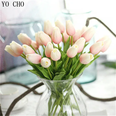 YO CHO 1 шт., ПУ-тюльпаны искусственные цветы, настоящие прикосновения, искусственные мини-тюльпаны для украшения дома, свадьбы