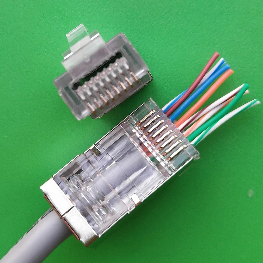 10 шт. CAT6 RJ45 Разъем модульный разъем для компьютера UTP Ethernet кабель позолоченный