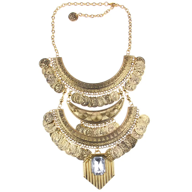 Bohemian Fashion Crystal Long Coin Necklace For Women High Quality Punk Statement Choker Necklaces &amp Pendants | Украшения и