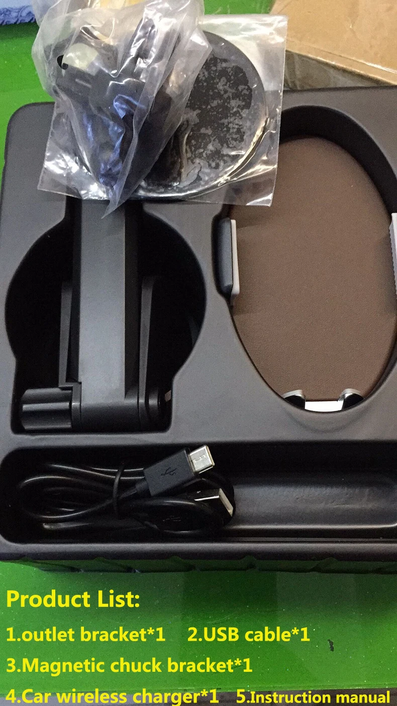 

Hengneker Mute Automatic Clamping induction Car wireless charger Double Holder with Wireless Reciever For iPhone Android Type-C