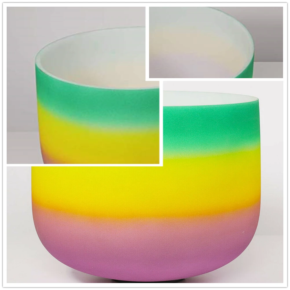 8 дюймов снаружи Радуга цветной F Note кристалл поющая чаша для сердца чакра