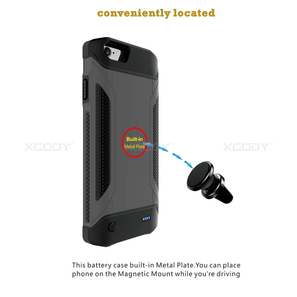 XGODY 5000 мАч умный чехол для батареи iphone 6 6s 7 8/Plus внешний аккумулятор Защитный 4 5