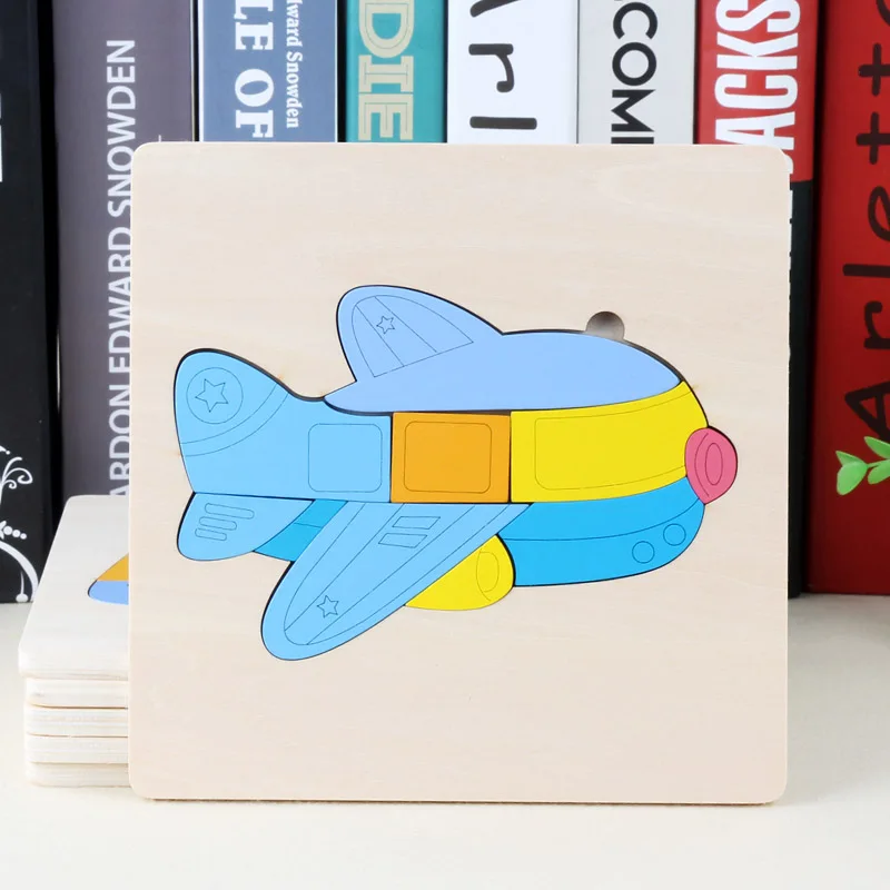 plane 3D деревянные головоломки, игрушки для детей, Деревянные 3d Мультяшные головоломки с животными, интеллектуальные детские развивающие игрушки для детей - Цвет: plane