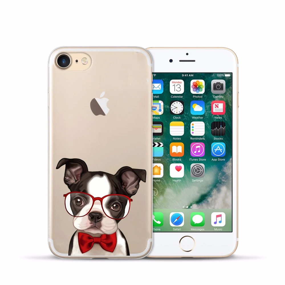 7 soft case Милый Французский бульдог Мягкий ТПУ гель прозрачный чехол для iPhone 6 s SE 5s 7 8 Plus X кристально прозрачный силиконовый чехол для телефона - Цвет: 7 soft case